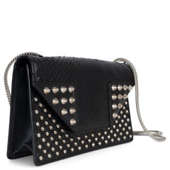 SAINT LAURENT black 2013 BETTY STUDDED PYTHON MINI Shoulder Bag