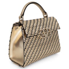 VALENTINO gold leather VSLING MINI WOVEN Bag