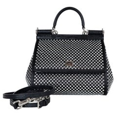 Borsa DOLCE & GABBANA in pelle nera 2024 SICILY SMALL CRYSTAL