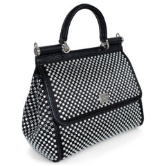 Sac DOLCE & GABBANA en cuir noir « SICILY SMALL CRYSTAL » 2024