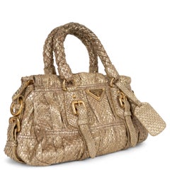 Borsa PRADA GAUFRE SMALL PYTHON color oro metallizzato