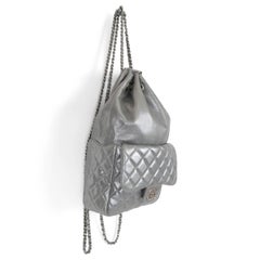 CHANEL metallic silver leather 16C SEOUL SMALL Backpack Bag