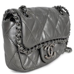 CHANEL metallic silver leather 11S CHAIN ME MINI Bag