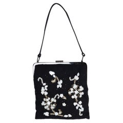 Borsa da sera DOLCE & GABBANA in seta nera con motivi floreali ricamati con perline