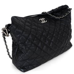 CHANEL black Caviar leather 12C FRENCH RIVIERA HOBO Bag