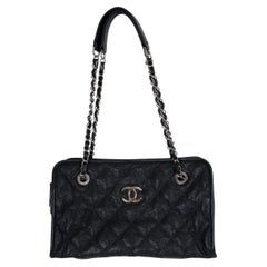 CHANEL black Caviar leather 12C FRENCH RIVIERA Shoulder Bag
