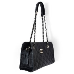 CHANEL black Caviar leather 12C FRENCH RIVIERA Shoulder Bag
