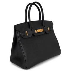 HERMES black Epsom leather BIRKIN 30 Bag Ghw