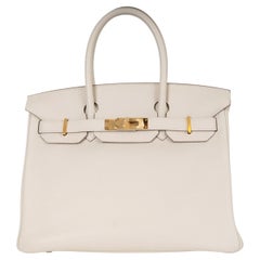 HERMES Craie cream Togo leather BIRKIN 30 Bag Ghw