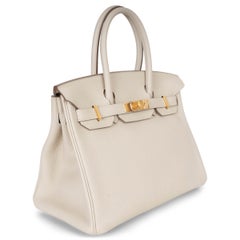 HERMES Craie cream Togo leather BIRKIN 30 Bag Ghw