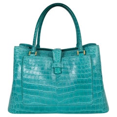 Borsa tote BELLEVUE LARGE COCCO di LORO PIANA in coccodrillo turchese