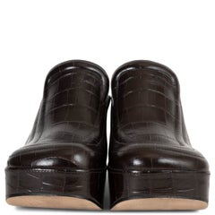BOTTEGA VENETA Fondant brown leather 2021 CROC EMBOSSED Clogs Shoes 36