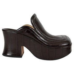 BOTTEGA VENETA Fondant brown leather 2021 CROC EMBOSSED Clogs Shoes 36
