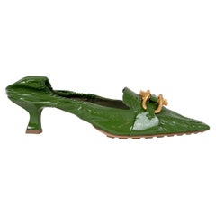 BOTTEGA VENETA Jalapeño green patent leather MADAME Pumps Shoes 38.5