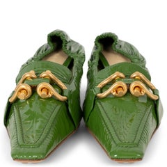 BOTTEGA VENETA Jalapeño green patent leather MADAME Pumps Shoes 38.5