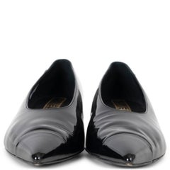 CHANEL black patent leather 22K KITTEN HEEL Pumps Shoes 39 fit 38.5 G39535