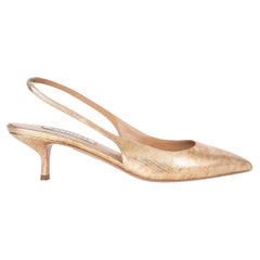 AQUAZZURA PURIST 50 Slingbacks aus metallisch-goldenem Leder, Größe 41