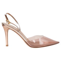 GIANVITO ROSSI rosé plexi RIBBON D'ORSAY Slingbacks Shoes 39 fit 38.5