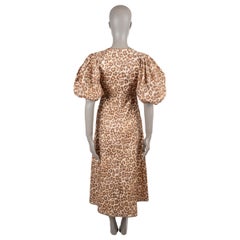 ZIMMERMANN beige Toffee Leopard 2023 TIE NECK MIDI Dress 0 XS