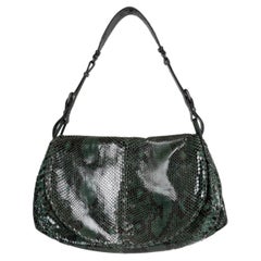BOTTEGA VENETA dunkelgrüne PYTHON FLAP Hobo-Tasche, 2010