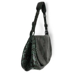 BOTTEGA VENETA dark green 2010 PYTHON FLAP Hobo Bag