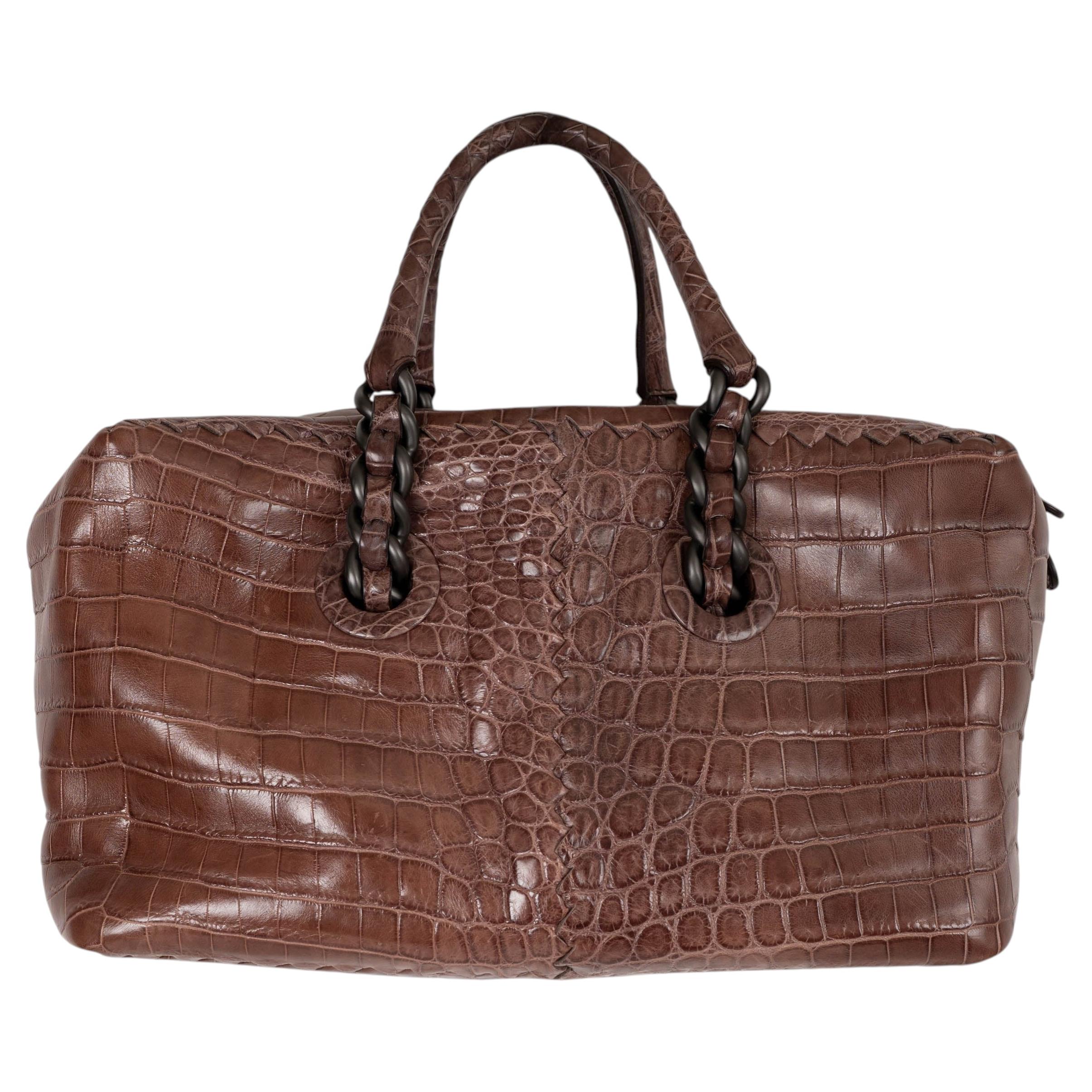 BOTTEGA VENETA, braune „MATTE CROCODILE BOWLING“-Tasche, 2009 im Angebot
