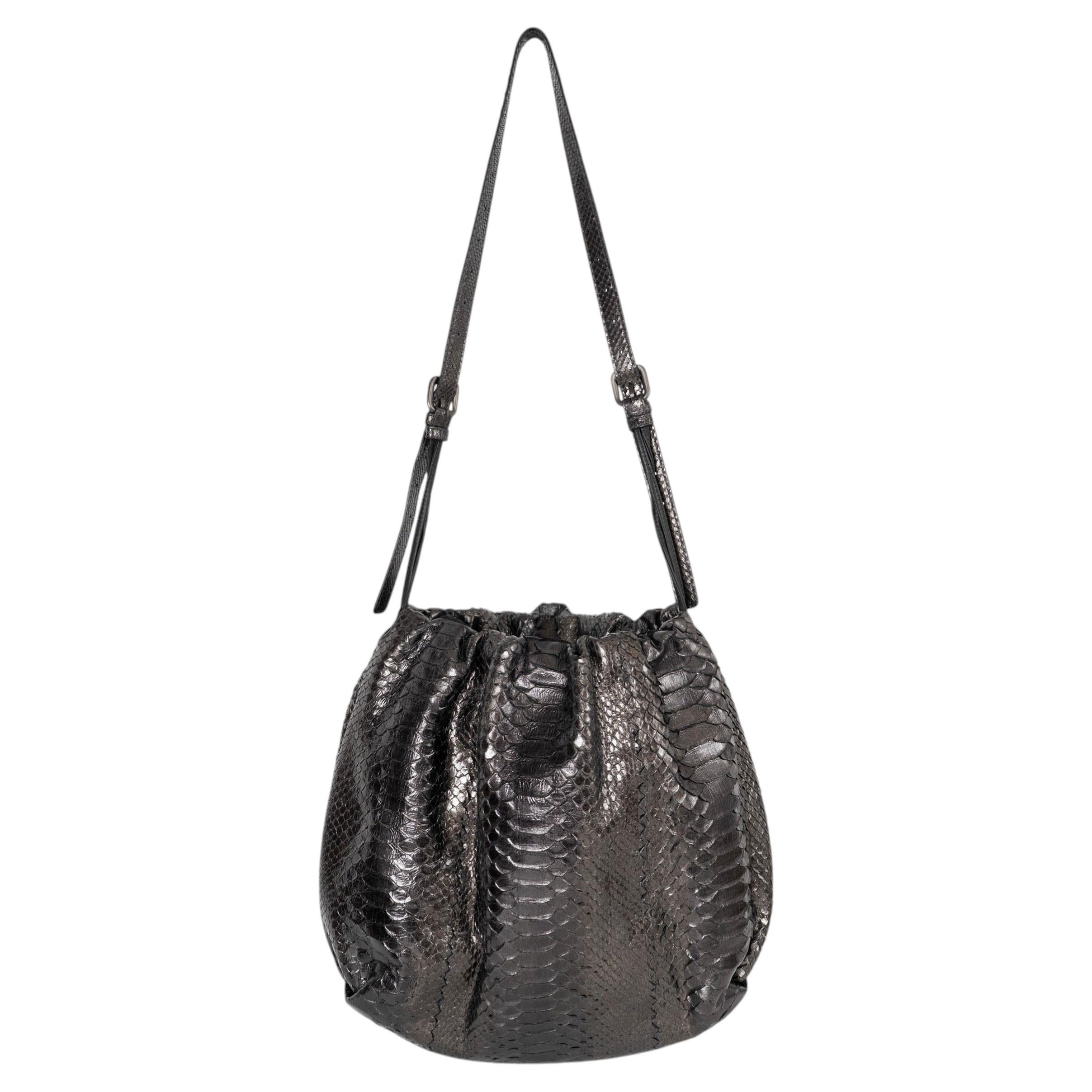 BOTTEGA VENETA metallic gunmetal 2010 PYTHON Hobo Bag