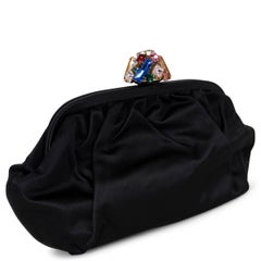 Sac DOLCE & GABBANA en soie noire, modèle CRYSTAL KISSLOCK SATIN FRAME, collection 2011