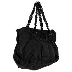 PRADA black nylon ORIGAMI PLEATED CHAIN Tote Bag