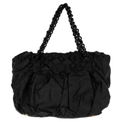 PRADA black nylon ORIGAMI PLEATED CHAIN Tote Bag
