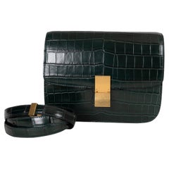 CELINE cypress green 2017 CLASSIC BOX MEDIUM CROCODILE Bag