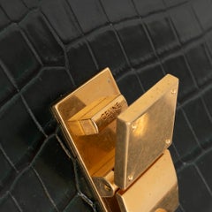 Sac CELINE vert cyprès 2017, modèle CLASSIC BOX MEDIUM, en cuir de crocodile