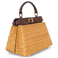 FENDI natural & chocolate PEEKABOO ISEEU PETITE WICKER Bag
