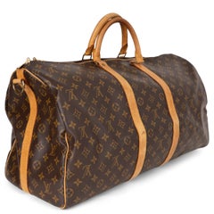 LOUIS VUITTON brown Monogram canvas KEEPALL 55 BANDOULIERE Duffle Bag