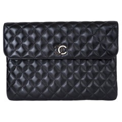 CHANEL black quilted leather TIMELESS CLASSIC Clutch Bag VIP Gift