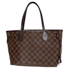 LOUIS VUITTON Ebene brown Damier canvas NEVERFULL PM Tote Bag