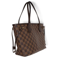 LOUIS VUITTON Ebene brown Damier canvas NEVERFULL PM Tote Bag