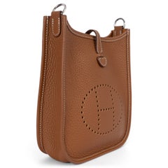 HERMES Gold camel Clemence leather EVELYNE 16 TPM Bag Ghw