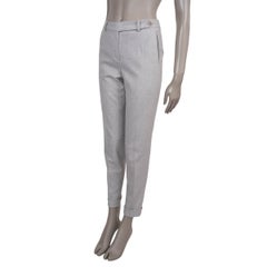 LORO PIANA grey cashmere BUTTONED WAIST TAPERED Pants 38 XS