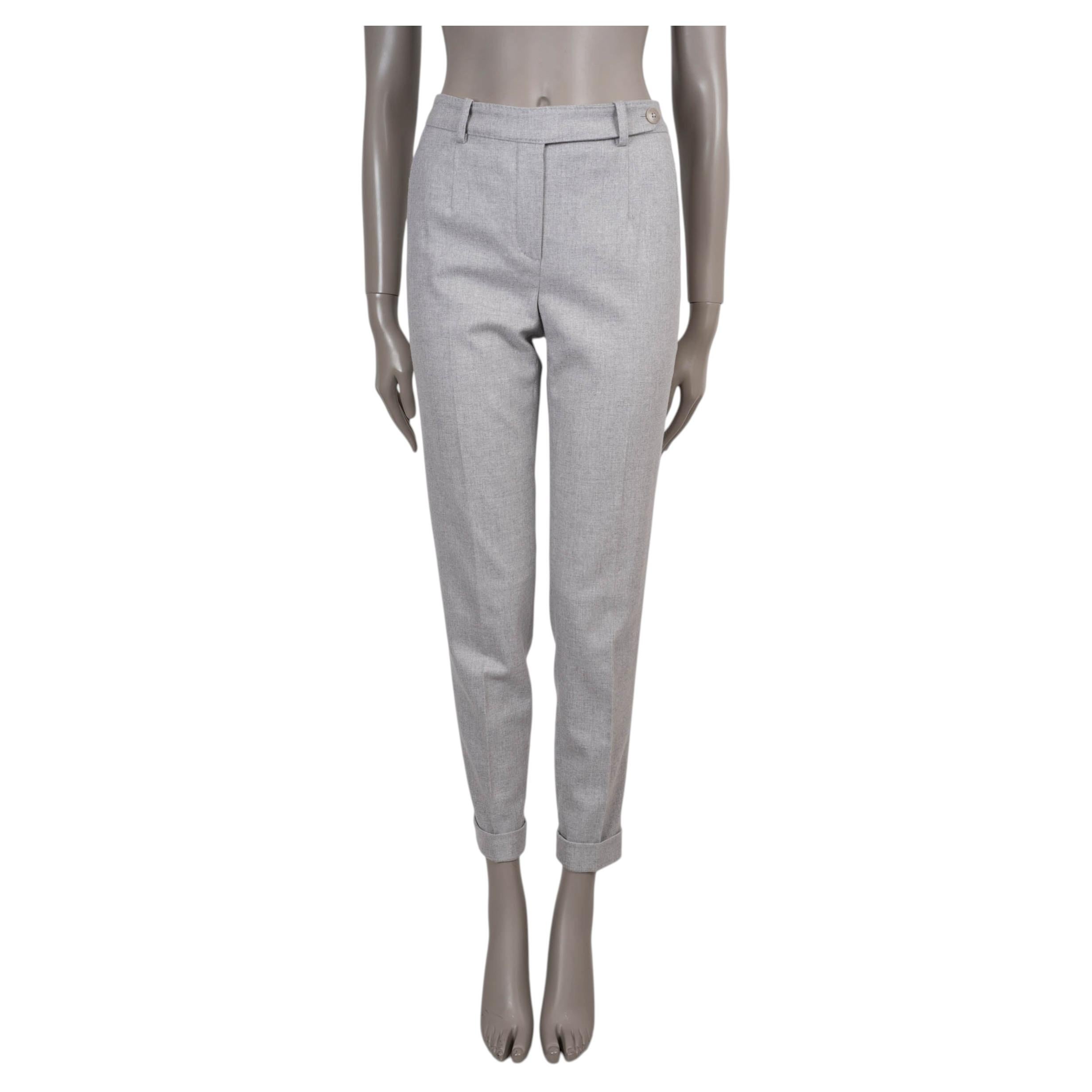 LORO PIANA: pantaloni in cashmere grigio, con bottoni in vita e linea affusolata, taglia 38 XS