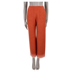LORO PIANA burnt orange cashmere silk GRADIENT WIDE TRACK Pants 40 S