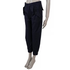CHLOE navy blue wool 2018 SERGE CROPPED CARGO Pants 36 XS