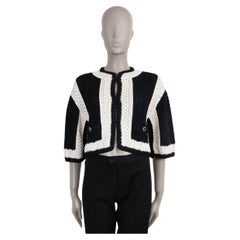 CHANEL black silk & cotton 22C DUBAI CROCHET CROPPED Cardigan Sweater 36 XS