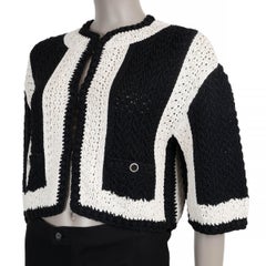 CHANEL black silk & cotton 22C DUBAI CROCHET CROPPED Cardigan Sweater 36 XS