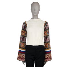 ETRO white wool 2022 IRMA PAISLEY SLEEVE RIB-KNIT Sweater 42 M