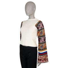 Maglione ETRO in lana bianca 2022 IRMA PAISLEY SLEEVE RIB-KNIT, taglia 42 M