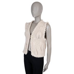 Maglione CHANEL in cashmere naturale 21A CHATEAU DES DAMES FLORAL VEST, taglia 36 XS