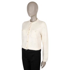 CHANEL cream cashmere 19K TEDDY KNIT Sweater 38 S