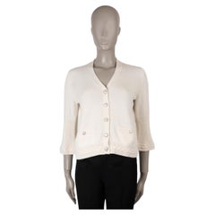 CHANEL cream cashmere 18P CHAIN TRIM KNIT Sweater 36 XS