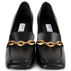 JIMMY CHOO black leather DIAMOND TILDA LOADER Pumps Shoes 38.5